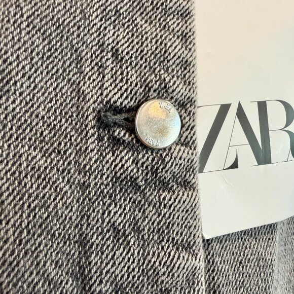 [⭐ PRICE FIRM] ZARA Denim Crossover Midi Skirt in Dark Gray Z1975 SMALL S - Picture 6 of 16